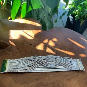 Silver Twisted Pleather bangle and band bracelet